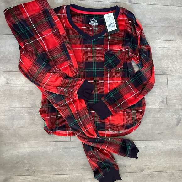 New Cuddl Duds Velour Fleece Pajama Top & Banded Bottom Pajama Pants Sleep Set - Picture 10 of 10